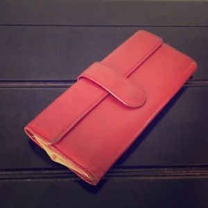HOBO envelope style wallet in deep red.